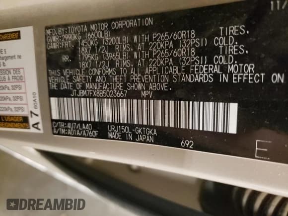 ✅ 2011 Lexus GX 460 • VIN: JTJBM7FX8B5023667 • Лот: 84998085. Опубликован ранее на Copart с пробегом 167 062 миль. Бесплатный доступ к архиву аукционных продаж из США и подробный отчёт об истории автомобиля на DreamBid. Изображение 13.