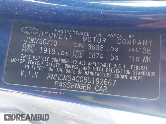 ✅ 2011 Hyundai Accent GS • VIN: KMHCM3AC0BU192667 • Лот: 41305114. Опубликован ранее на IAAI с пробегом 165 453 миль. Бесплатный доступ к архиву аукционных продаж из США и подробный отчёт об истории автомобиля на DreamBid. Изображение 9.