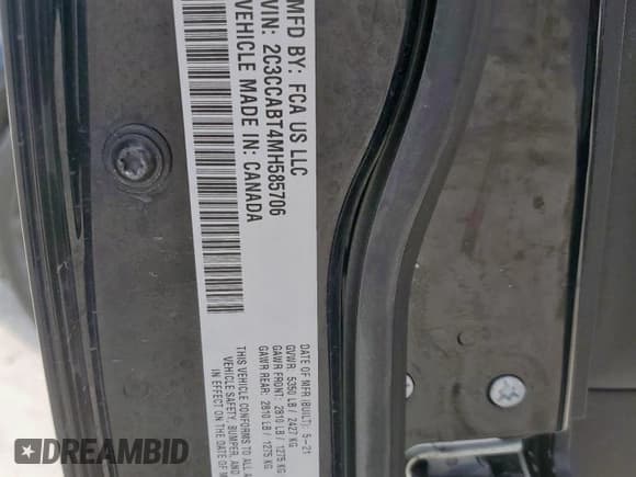 ✅ 2021 Chrysler 300 S • VIN: 2C3CCABT4MH585706 • Lot: 69102775. Listed on Copart with 72,013 mi. Free auction sales archive from the USA and detailed vehicle history report at DreamBid. Image 12.