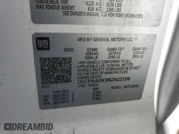 ✅ 2022 Chevrolet Silverado 1500 Work Truck • VIN: 1GCPAAEK9NZ622109 • Lot: 76778664. Wystawiony na Copart z przebiegiem 47 102 mil. Bezpłatny archiwum sprzedaży aukcyjnych z USA i szczegółowy raport historii pojazdu na DreamBid. Zdjęcie 12.