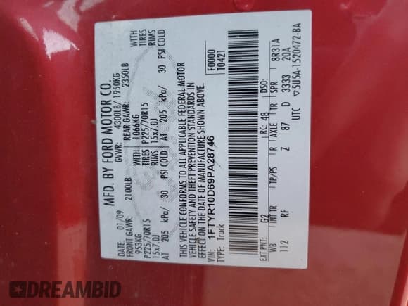 ✅ 2009 Ford Ranger XL • VIN: 1FTYR10D69PA28746 • Lot: 90413785. Wystawiony na Copart z przebiegiem 76 261 mil. Bezpłatny archiwum sprzedaży aukcyjnych z USA i szczegółowy raport historii pojazdu na DreamBid. Zdjęcie 12.