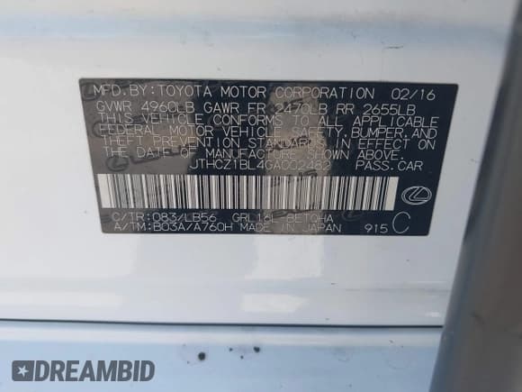 ✅ 2016 Lexus GS 350 • VIN: JTHCZ1BL4GA002482 • Лот: 43433060. Опубликован ранее на IAAI с пробегом Не указан. Бесплатный доступ к архиву аукционных продаж из США и подробный отчёт об истории автомобиля на DreamBid. Изображение 9.