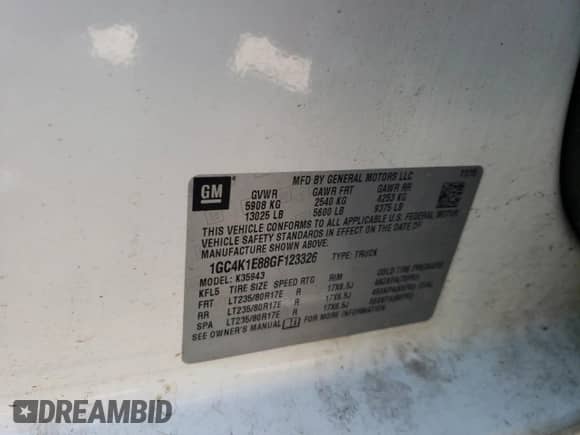 2016 Chevrolet Silverado 3500HD High Country с VIN 1GC4K1E88GF123326, выставлен на аукционе Copart как лот 59619625 с пробегом 133 596 миль миль и Списание • Salvage title. История ставок и продаж доступна на DreamBid. Изображение 12.