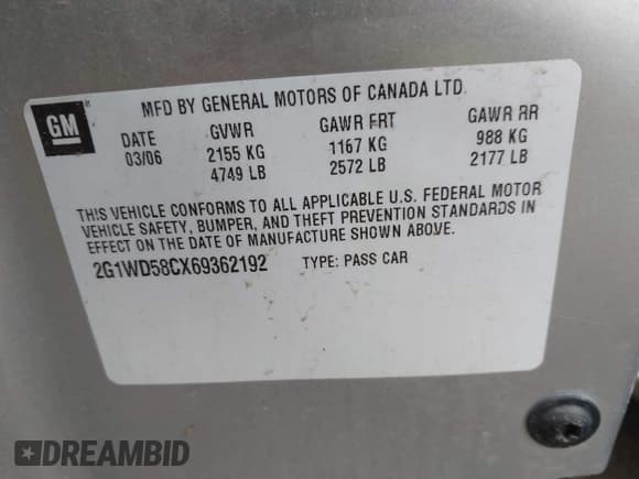 ✅ 2006 Chevrolet Impala SS • VIN: 2G1WD58CX69362192 • Лот: 43391048. Опубликован ранее на IAAI с пробегом 197 414 миль. Бесплатный доступ к архиву аукционных продаж из США и подробный отчёт об истории автомобиля на DreamBid. Изображение 9.