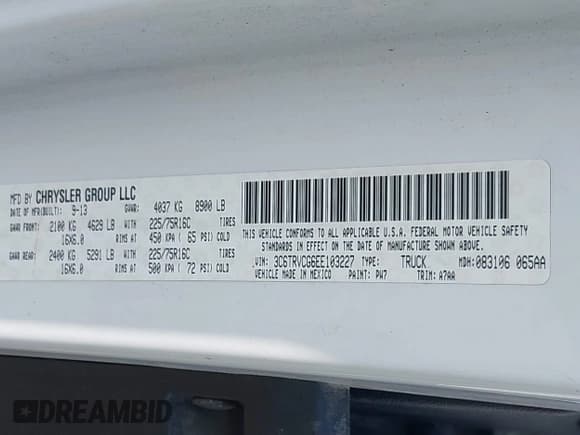 ✅ 2014 Ram ProMaster Cargo • VIN: 3C6TRVCG6EE103227 • Lot: 42812053. Wystawiony na IAAI z przebiegiem 154 357 mil. Bezpłatny archiwum sprzedaży aukcyjnych z USA i szczegółowy raport historii pojazdu na DreamBid. Zdjęcie 9.