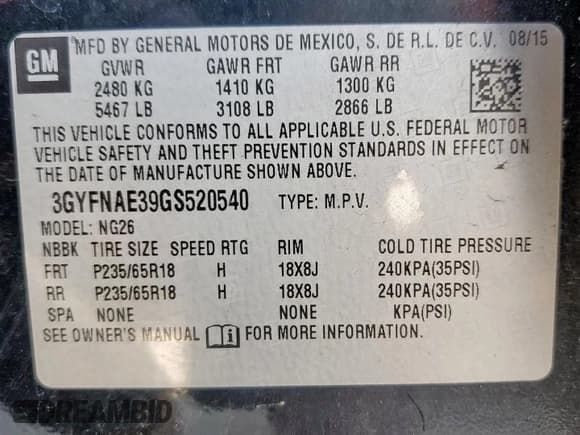 ✅ 2016 Cadillac SRX • VIN: 3GYFNAE39GS520540 • Lot: 81955935. Listed on Copart with 113,902 mi. Free auction sales archive from the USA and detailed vehicle history report at DreamBid. Image 14.