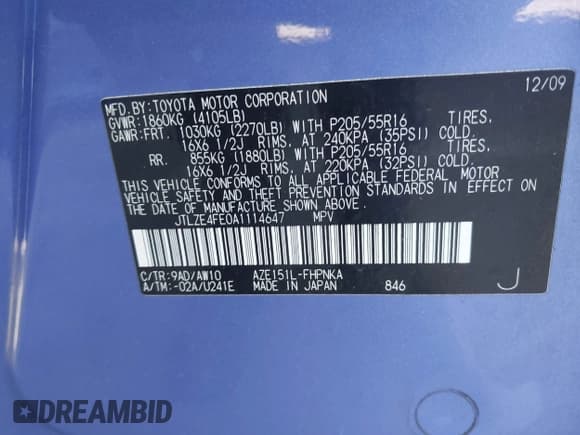 ✅ 2010 Scion xB • VIN: JTLZE4FE0A1114647 • Lot: 42046291. Wystawiony na IAAI z przebiegiem 204 652 mil. Bezpłatny archiwum sprzedaży aukcyjnych z USA i szczegółowy raport historii pojazdu na DreamBid. Zdjęcie 9.