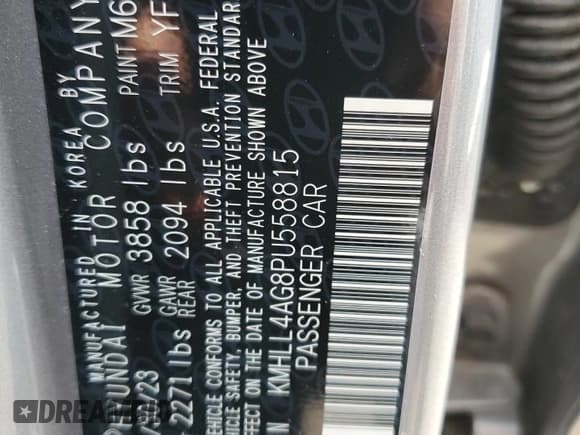 ✅ 2023 Hyundai Elantra SE • VIN: KMHLL4AG8PU558815 • Лот: 86855985. Опубликован ранее на Copart с пробегом 13 792 миль. Бесплатный доступ к архиву аукционных продаж из США и подробный отчёт об истории автомобиля на DreamBid. Изображение 12.