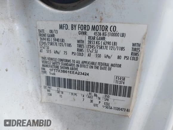 ✅ 2014 Ford F-350 Lariat • VIN: 1FT7X3B61EEA23424 • Lot: 42034586. Listed on IAAI with 205,394 mi. Free auction sales archive from the USA and detailed vehicle history report at DreamBid. Image 9.