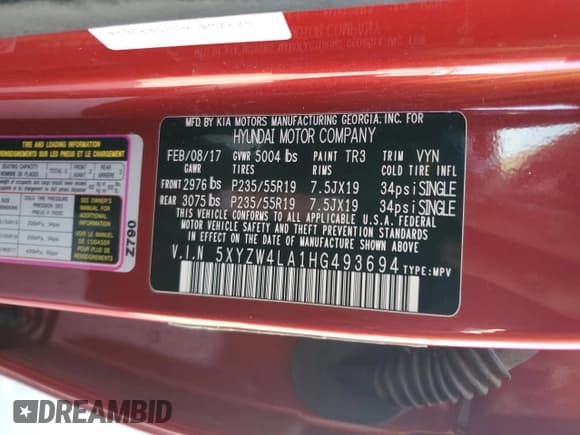 ✅ 2017 Hyundai Santa Fe Ultimate • VIN: 5XYZW4LA1HG493694 • Лот: 56348684. Опубликован ранее на Copart с пробегом 71 122 миль. Бесплатный доступ к архиву аукционных продаж из США и подробный отчёт об истории автомобиля на DreamBid. Изображение 14.