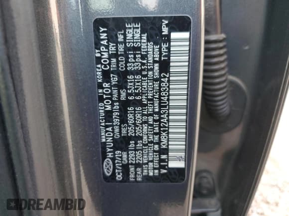 ✅ 2020 Hyundai Kona SE • VIN: KM8K12AA3LU483842 • Лот: 75537374. Опубликован ранее на Copart с пробегом 69 230 миль. Бесплатный доступ к архиву аукционных продаж из США и подробный отчёт об истории автомобиля на DreamBid. Изображение 13.