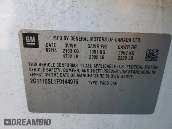 ✅ 2015 Chevrolet Impala LT • VIN: 2G1115SL1F9144976 • Лот: 76780334. Опубликован ранее на Copart с пробегом 175 230 миль. Бесплатный доступ к архиву аукционных продаж из США и подробный отчёт об истории автомобиля на DreamBid. Изображение 12.