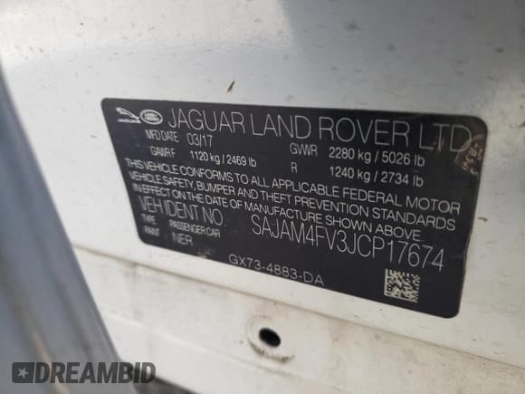 ✅ 2018 Jaguar XE S • VIN: SAJAM4FV3JCP17674 • Lot: 74928583. Listed on Copart with 48,105 mi. Free auction sales archive from the USA and detailed vehicle history report at DreamBid. Image 13.