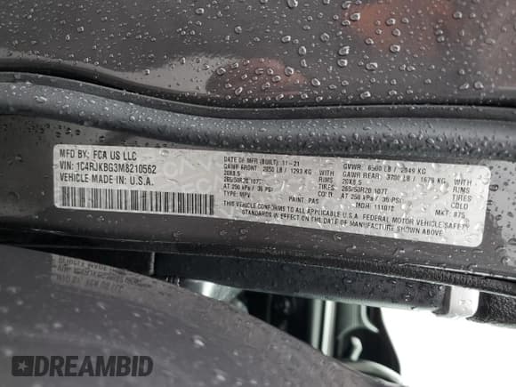 ✅ 2021 Jeep Grand Cherokee Limited • VIN: 1C4RJKBG3M8210562 • Lot: 81049355. Wystawiony na Copart z przebiegiem 65 206 mil. Bezpłatny archiwum sprzedaży aukcyjnych z USA i szczegółowy raport historii pojazdu na DreamBid. Zdjęcie 13.