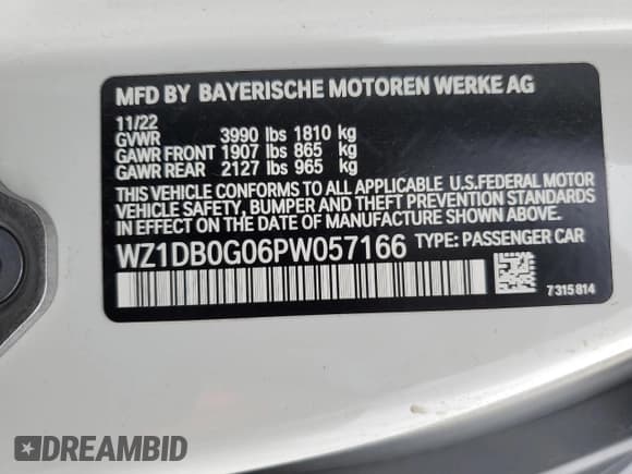 ✅ 2023 Toyota Supra 3.0 • VIN: WZ1DB0G06PW057166 • Lot: 52355784. Listed on Copart with Not provided. Free auction sales archive from the USA and detailed vehicle history report at DreamBid. Image 12.