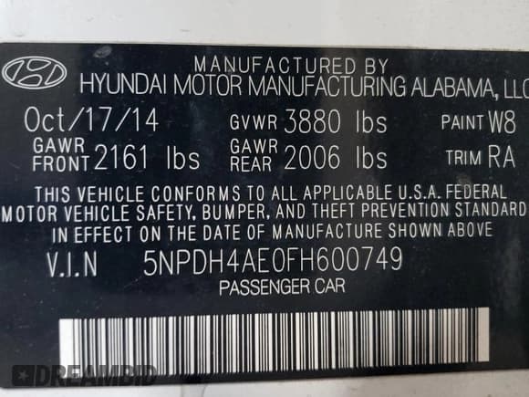 ✅ 2015 Hyundai Elantra SE • VIN: 5NPDH4AE0FH600749 • Lot: 56636655. Listed on Copart with 148,740 mi. Free auction sales archive from the USA and detailed vehicle history report at DreamBid. Image 12.