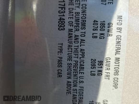 2007 Chevrolet Malibu 1LS z VIN 1G1ZS58F17F314893, wystawiony jako Copart lot #79068074 z przebiegiem 109 104 mil mil oraz Szkoda całkowita • Salvage title. Historia ofert i sprzedaży dostępna na DreamBid. Obrazek 15.