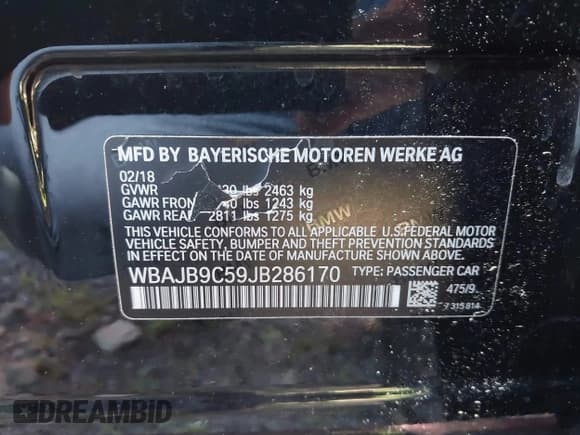 ✅ 2018 BMW 5 Series M550i xDrive • VIN: WBAJB9C59JB286170 • Lot: 42726658. Listed on IAAI with Not provided. Free auction sales archive from the USA and detailed vehicle history report at DreamBid. Image 9.