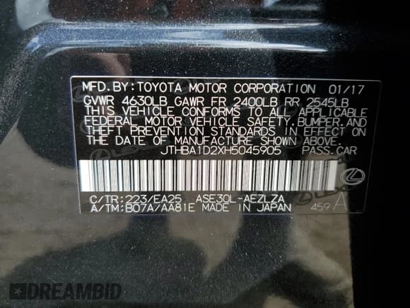 ✅ 2017 Lexus IS 200t • VIN: JTHBA1D2XH5045905 • Лот: 86192195. Опубликован ранее на Copart с пробегом 77 144 миль. Бесплатный доступ к архиву аукционных продаж из США и подробный отчёт об истории автомобиля на DreamBid. Изображение 13.