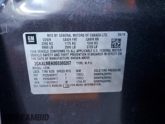 ✅ 2014 GMC Terrain SLE • VIN: 2GKALMEK8E6380267 • Lot: 91038115. Listed on Copart with 161,691 mi. Free auction sales archive from the USA and detailed vehicle history report at DreamBid. Image 13.