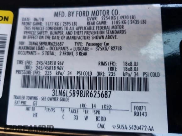 ✅ 2018 Lincoln MKZ Premiere • VIN: 3LN6L5B98JR625687 • Лот: 81851394. Опубликован ранее на Copart с пробегом 121 141 миль. Бесплатный доступ к архиву аукционных продаж из США и подробный отчёт об истории автомобиля на DreamBid. Изображение 10.