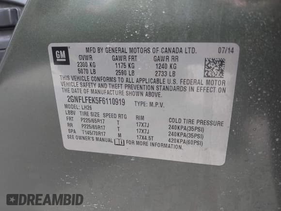 ✅ 2015 Chevrolet Equinox LT • VIN: 2GNFLFEK5F6110919 • Lot: 41894438. Wystawiony na IAAI z przebiegiem 147 471 mil. Bezpłatny archiwum sprzedaży aukcyjnych z USA i szczegółowy raport historii pojazdu na DreamBid. Zdjęcie 9.