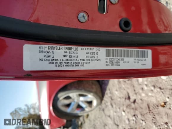 ✅ 2012 Dodge Challenger R/T • VIN: 2C3CDYBT3CH243653 • Lot: 77431414. Wystawiony na Copart z przebiegiem 34 794 mil. Bezpłatny archiwum sprzedaży aukcyjnych z USA i szczegółowy raport historii pojazdu na DreamBid. Zdjęcie 12.