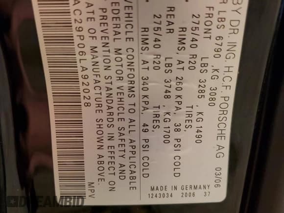 ✅ 2006 Porsche Cayenne Turbo • VIN: WP1AC29P06LA92028 • Lot: 84253554. Wystawiony na Copart z przebiegiem 147 440 mil. Bezpłatny archiwum sprzedaży aukcyjnych z USA i szczegółowy raport historii pojazdu na DreamBid. Zdjęcie 12.