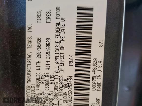 ✅ 2025 Toyota Tundra SR • VIN: 5TFLA5DBXSX253484 • Lot: 71179455. Wystawiony na Copart z przebiegiem 8 280 mil. Bezpłatny archiwum sprzedaży aukcyjnych z USA i szczegółowy raport historii pojazdu na DreamBid. Zdjęcie 12.