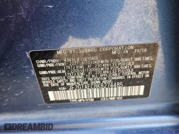 ✅ 2019 Subaru Crosstrek Premium • VIN: JF2GTAEC8K8274485 • Lot: 82772635. Listed on Copart with 69,359 mi. Free auction sales archive from the USA and detailed vehicle history report at DreamBid. Image 13.