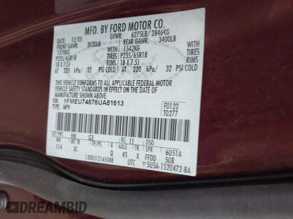 ✅ 2006 Ford Explorer Eddie Bauer • VIN: 1FMEU74876UA81613 • Lot: 42299693. Listed on IAAI with 75,184 mi. Free auction sales archive from the USA and detailed vehicle history report at DreamBid. Image 9.