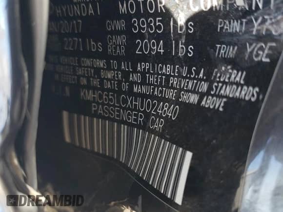 2017 Hyundai Ioniq Blue с VIN KMHC65LCXHU024840, выставлен на аукционе Copart как лот 76597864 с пробегом 70 901 миль миль и Списание • Salvage title. История ставок и продаж доступна на DreamBid. Изображение 12.