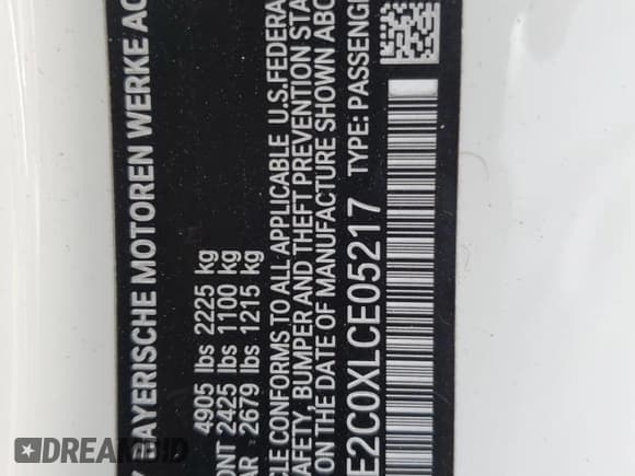 ✅ 2020 BMW 8 Series 840i • VIN: WBAAE2C0XLCE05217 • Лот: 72896824. Опубликован ранее на Copart с пробегом Не указан. Бесплатный доступ к архиву аукционных продаж из США и подробный отчёт об истории автомобиля на DreamBid. Изображение 13.