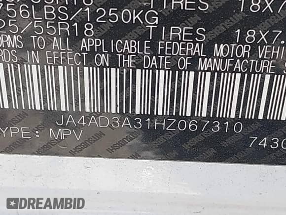 2017 Mitsubishi Outlander SE с VIN JA4AD3A31HZ067310, выставлен на аукционе IAAI как лот 43167558 с пробегом 134 643 миль миль и . История ставок и продаж доступна на DreamBid. Изображение 9.