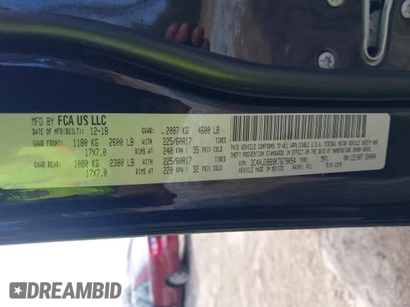 ✅ 2019 Jeep Compass Latitude • VIN: 3C4NJDBB9KT679054 • Lot: 41892388. Listed on IAAI with 61,382 mi. Free auction sales archive from the USA and detailed vehicle history report at DreamBid. Image 9.