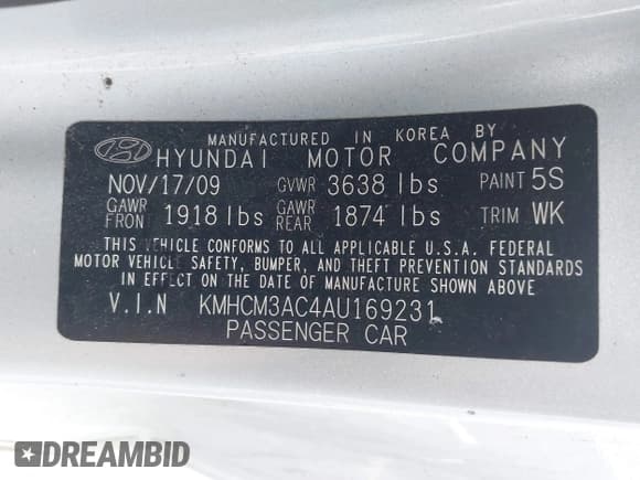 ✅ 2010 Hyundai Accent GS • VIN: KMHCM3AC4AU169231 • Lot: 43602923. Listed on IAAI with 90,627 mi. Free auction sales archive from the USA and detailed vehicle history report at DreamBid. Image 9.