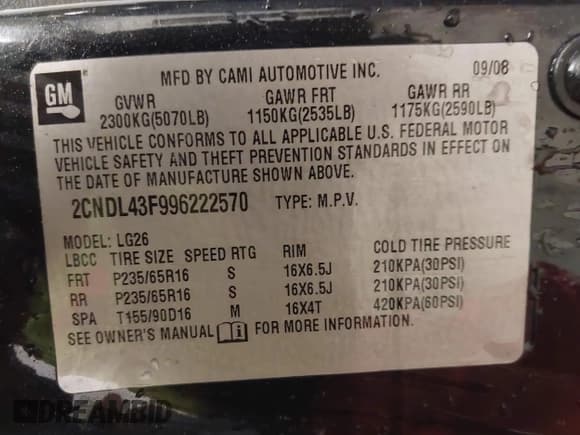 ✅ 2009 Chevrolet Equinox 1LT • VIN: 2CNDL43F996222570 • Лот: 41721947. Опубликован ранее на IAAI с пробегом Не указан. Бесплатный доступ к архиву аукционных продаж из США и подробный отчёт об истории автомобиля на DreamBid. Изображение 9.