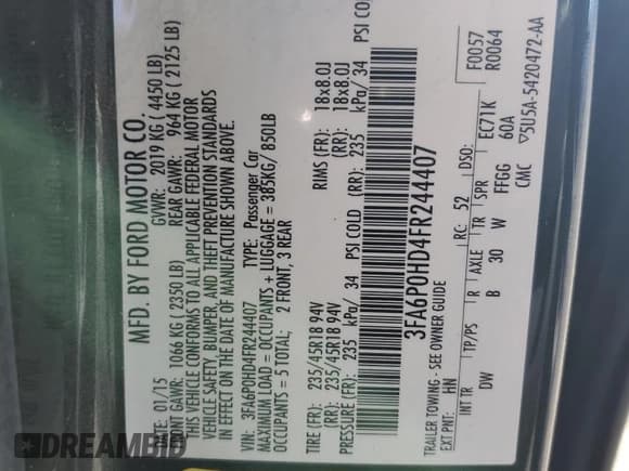 ✅ 2015 Ford Fusion SE • VIN: 3FA6P0HD4FR244407 • Lot: 82591085. Wystawiony na Copart z przebiegiem 124 592 mil. Bezpłatny archiwum sprzedaży aukcyjnych z USA i szczegółowy raport historii pojazdu na DreamBid. Zdjęcie 12.