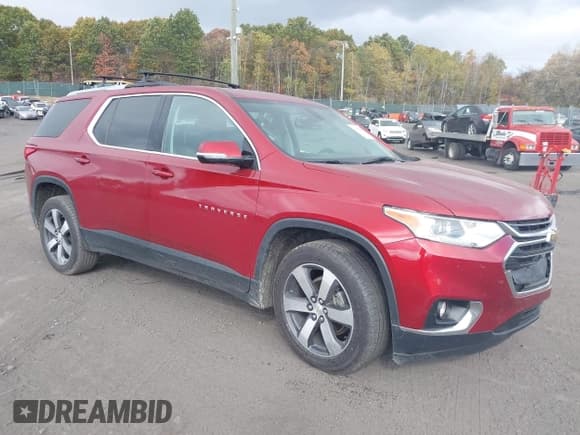 ✅ 2018 Chevrolet Traverse LT • VIN: 1GNEVHKW0JJ165203 • Lot: 43509948. Listed on IAAI with 89,827 mi. Free auction sales archive from the USA and detailed vehicle history report at DreamBid. Image 1.