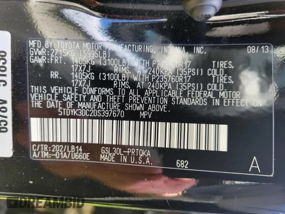 ✅ 2013 Toyota Sienna XLE AAS • VIN: 5TDYK3DC2DS397670 • Lot: 42716734. Wystawiony na IAAI z przebiegiem 284 806 mil. Bezpłatny archiwum sprzedaży aukcyjnych z USA i szczegółowy raport historii pojazdu na DreamBid. Zdjęcie 9.