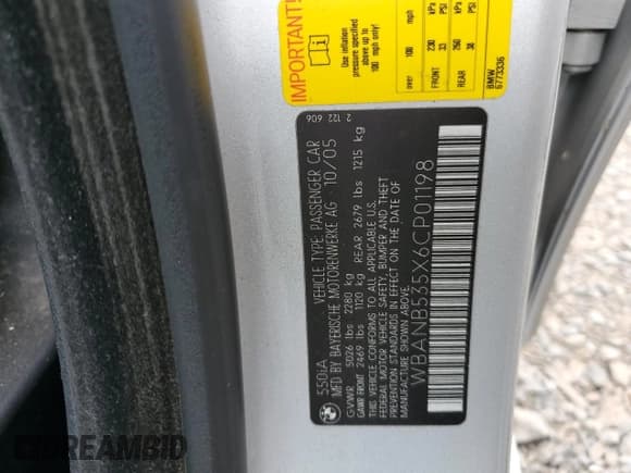 ✅ 2006 BMW 5 Series 550i • VIN: WBANB535X6CP01198 • Лот: 81140235. Опубликован ранее на Copart с пробегом 107 754 миль. Бесплатный доступ к архиву аукционных продаж из США и подробный отчёт об истории автомобиля на DreamBid. Изображение 12.