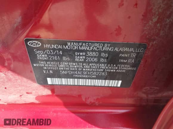 2015 Hyundai Elantra SE с VIN 5NPDH4AE9FH582283, выставлен на аукционе IAAI как лот 43223921 с пробегом 144 361 миль миль и . История ставок и продаж доступна на DreamBid. Изображение 9.