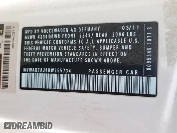 ✅ 2011 Volkswagen Golf • VIN: WVWAB7AJ4BW255734 • Лот: 78682654. Опубликован ранее на Copart с пробегом 154 014 миль. Бесплатный доступ к архиву аукционных продаж из США и подробный отчёт об истории автомобиля на DreamBid. Изображение 14.