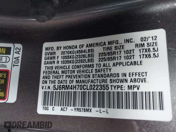 ✅ 2012 Honda CR-V EX-L • VIN: 5J6RM4H70CL022355 • Лот: 42299058. Опубликован ранее на IAAI с пробегом 99 679 миль. Бесплатный доступ к архиву аукционных продаж из США и подробный отчёт об истории автомобиля на DreamBid. Изображение 9.