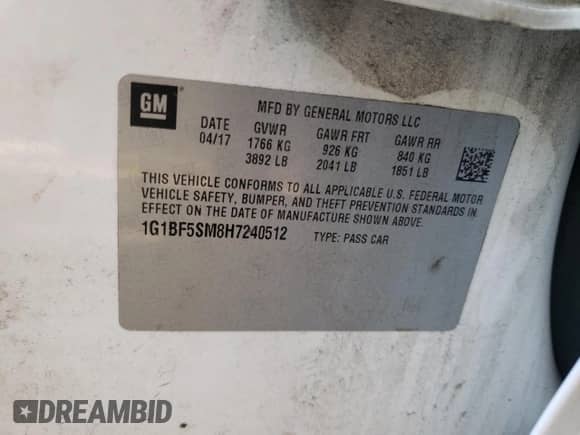 ✅ 2017 Chevrolet Cruze Premier • VIN: 1G1BF5SM8H7240512 • Lot: 65997592. Wystawiony na Copart z przebiegiem 94 362 mil mil. Skorzystaj z bezpłatnego archiwum sprzedaży aukcyjnych z USA i zobacz szczegółowy raport historii pojazdu na DreamBid. Zdjęcie 10.