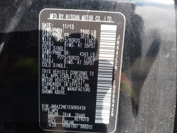 ✅ 2014 Infiniti QX80 • VIN: JN8AZ2NE1E9065439 • Lot: 43711888. Listed on IAAI with 116,505 mi. Free auction sales archive from the USA and detailed vehicle history report at DreamBid. Image 9.