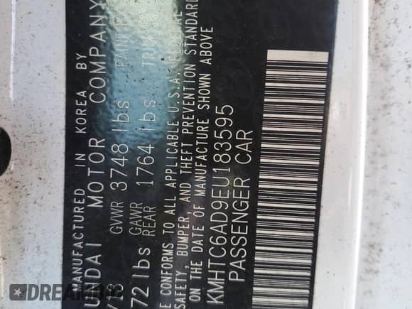 ✅ 2014 Hyundai Veloster • VIN: KMHTC6AD9EU183595 • Лот: 73932394. Размещён на Copart с пробегом Не указан миль. Получите бесплатный доступ к архиву аукционных продаж из США и посмотрите подробный отчёт об истории автомобиля на DreamBid. Изображение 12.