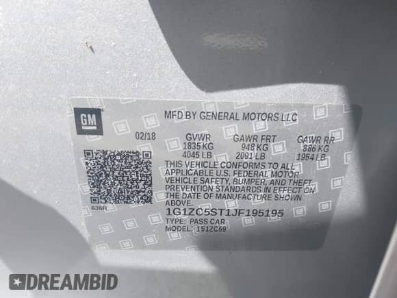 2018 Chevrolet Malibu LS с VIN 1G1ZC5ST1JF195195, выставлен на аукционе IAAI как лот 42979427 с пробегом 120 078 миль миль и . История ставок и продаж доступна на DreamBid. Изображение 9.