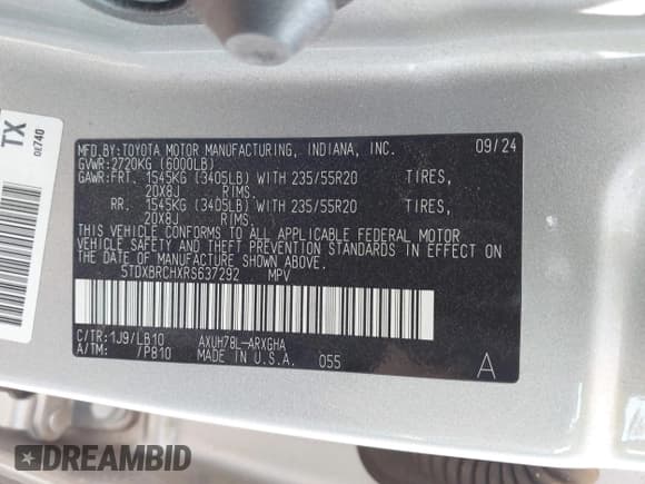 ✅ 2024 Toyota Highlander Hybrid Limited • VIN: 5TDXBRCHXRS637292 • Lot: 43121173. Wystawiony na IAAI z przebiegiem 18 099 mil. Bezpłatny archiwum sprzedaży aukcyjnych z USA i szczegółowy raport historii pojazdu na DreamBid. Zdjęcie 9.