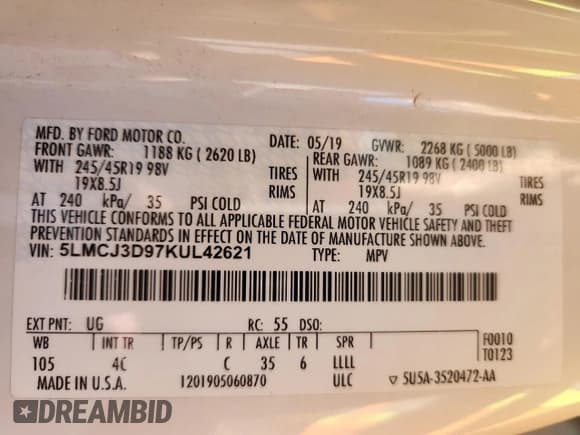 ✅ 2019 Lincoln MKC Reserve • VIN: 5LMCJ3D97KUL42621 • Lot: 87449555. Wystawiony na Copart z przebiegiem 88 704 mil. Bezpłatny archiwum sprzedaży aukcyjnych z USA i szczegółowy raport historii pojazdu na DreamBid. Zdjęcie 14.